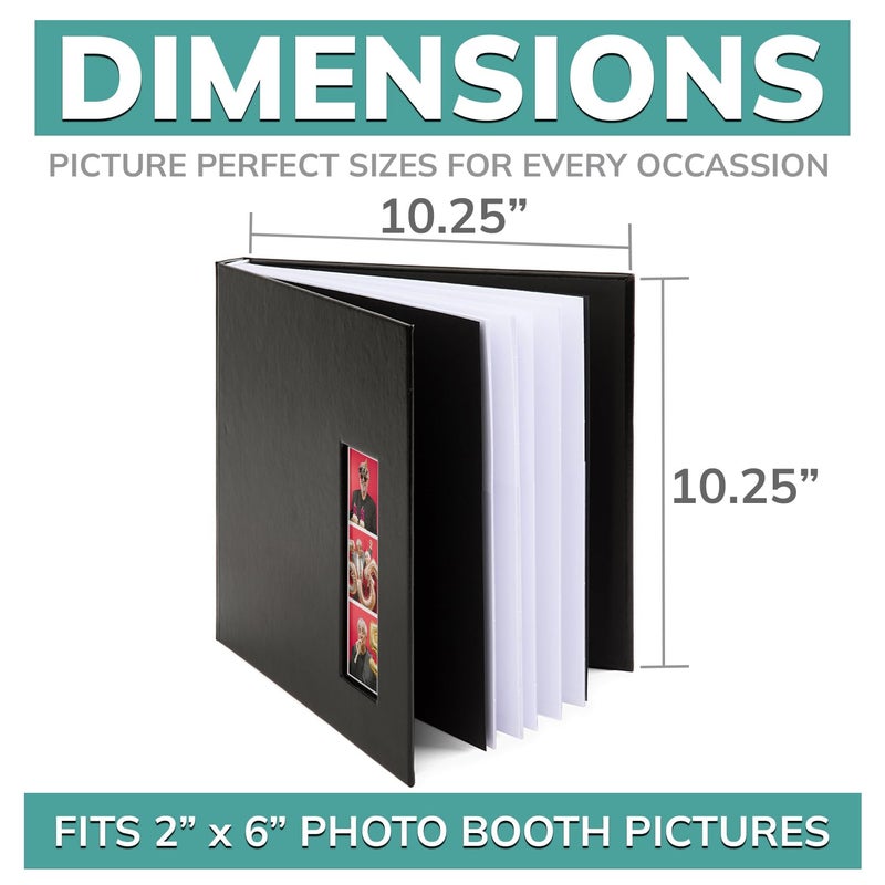 pbf PHOTO BOOTH FRAMES PBF (1 Pack) Photo Booth Album, Guest Book with 2x6 Clear Picture Inserts, Black Cover with Plastic Sleeves & White Pages, Scrapbook Album for Photo Strips, Memory Book, Wedding, and Baby Showers - Image 2